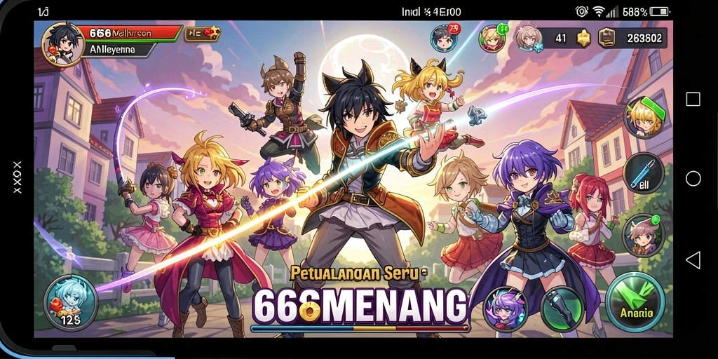 Tampilan menawan dari gameplay 666MENANG yang penuh karakter anime.