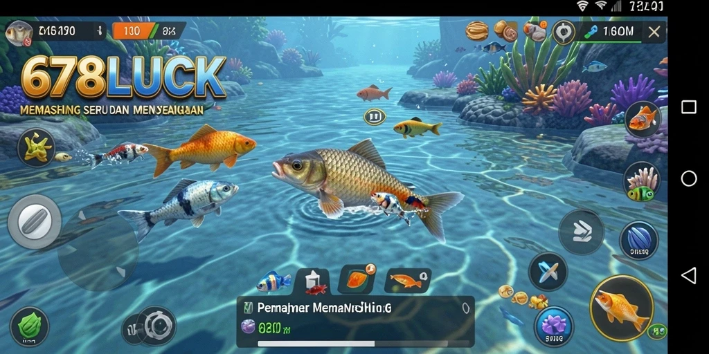 Gameplay seru dalam 678LUCK saat menangkap ikan.