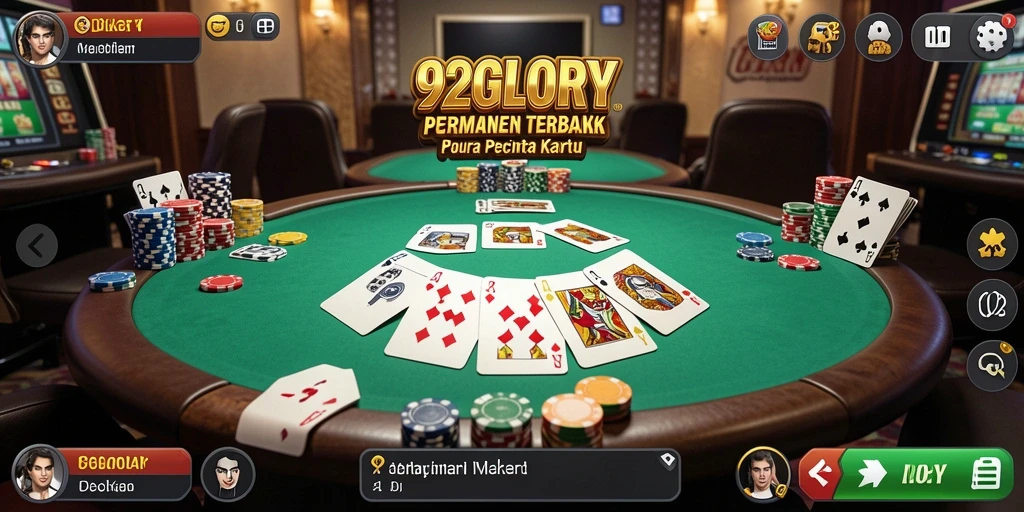 Tampilan gameplay Poker menarik di dalam 92GLORY.