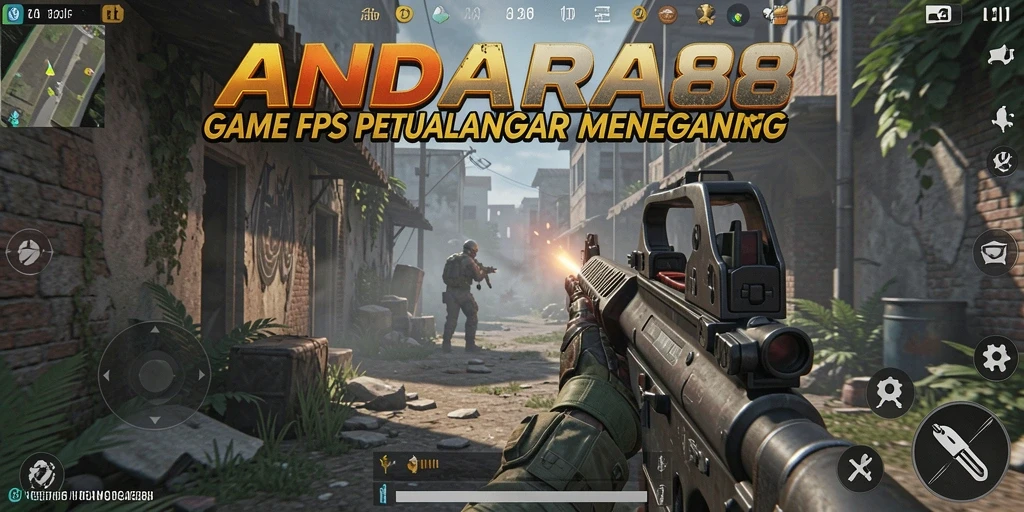 Screenshot gameplay ANDARA88 dengan aksi tembak menembak intens.