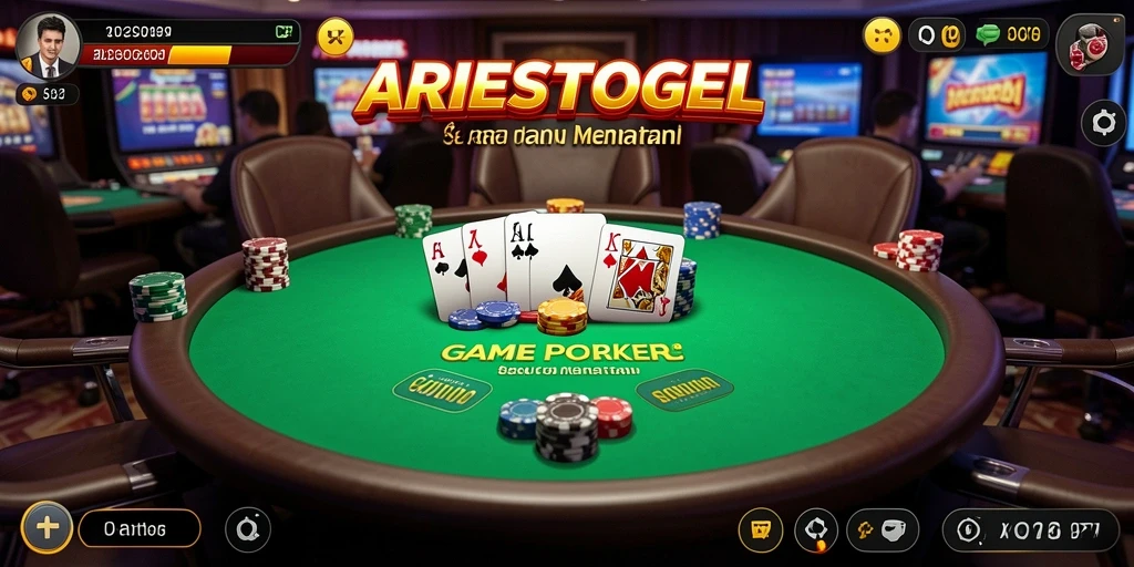 Tampilan gameplay Poker yang seru di ARIESTOGEL.