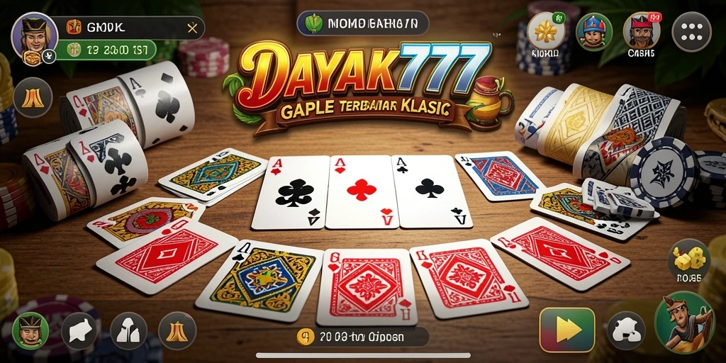Screenshot utama DAYAK777 menampilkan keseruan bermain Gaple dengan teman.