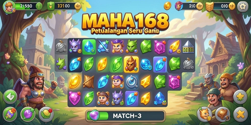 Tampilan gameplay seru dalam game Match-3 yang menantang.