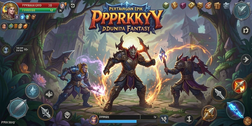 Tangkapan layar utama PPRRYY menampilkan aksi pertarungan yang mendebarkan dalam RPG.
