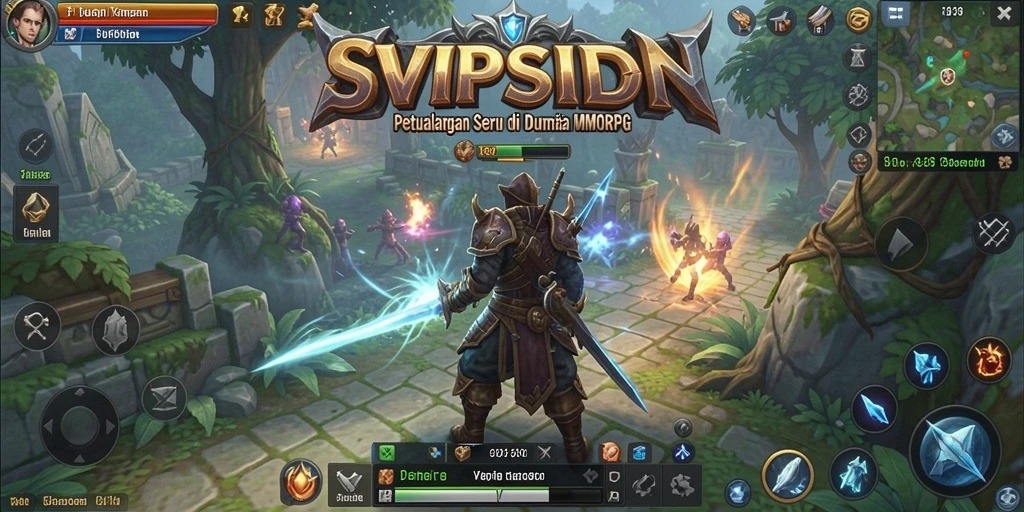 Screenshot gameplay SVIPSIDN menampilkan pertempuran seru di dunia MMORPG.
