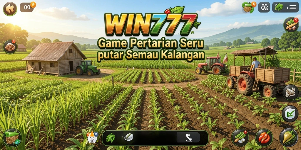 Tampilan gameplay <strong>WIN777</strong> yang menawan dengan aktivitas bertani yang menyenangkan.