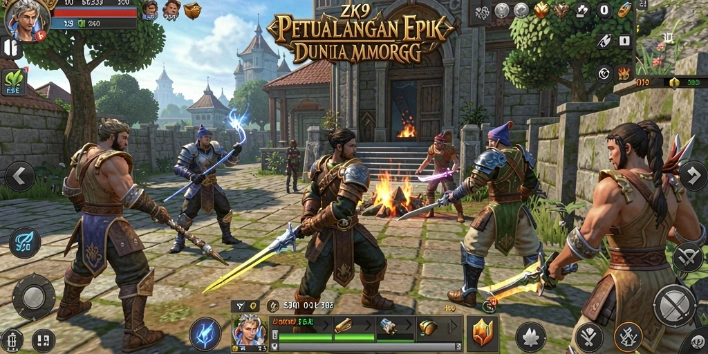 Tangkapan layar utama ZK9 yang menunjukkan momen seru dalam gameplay MMORPG.
